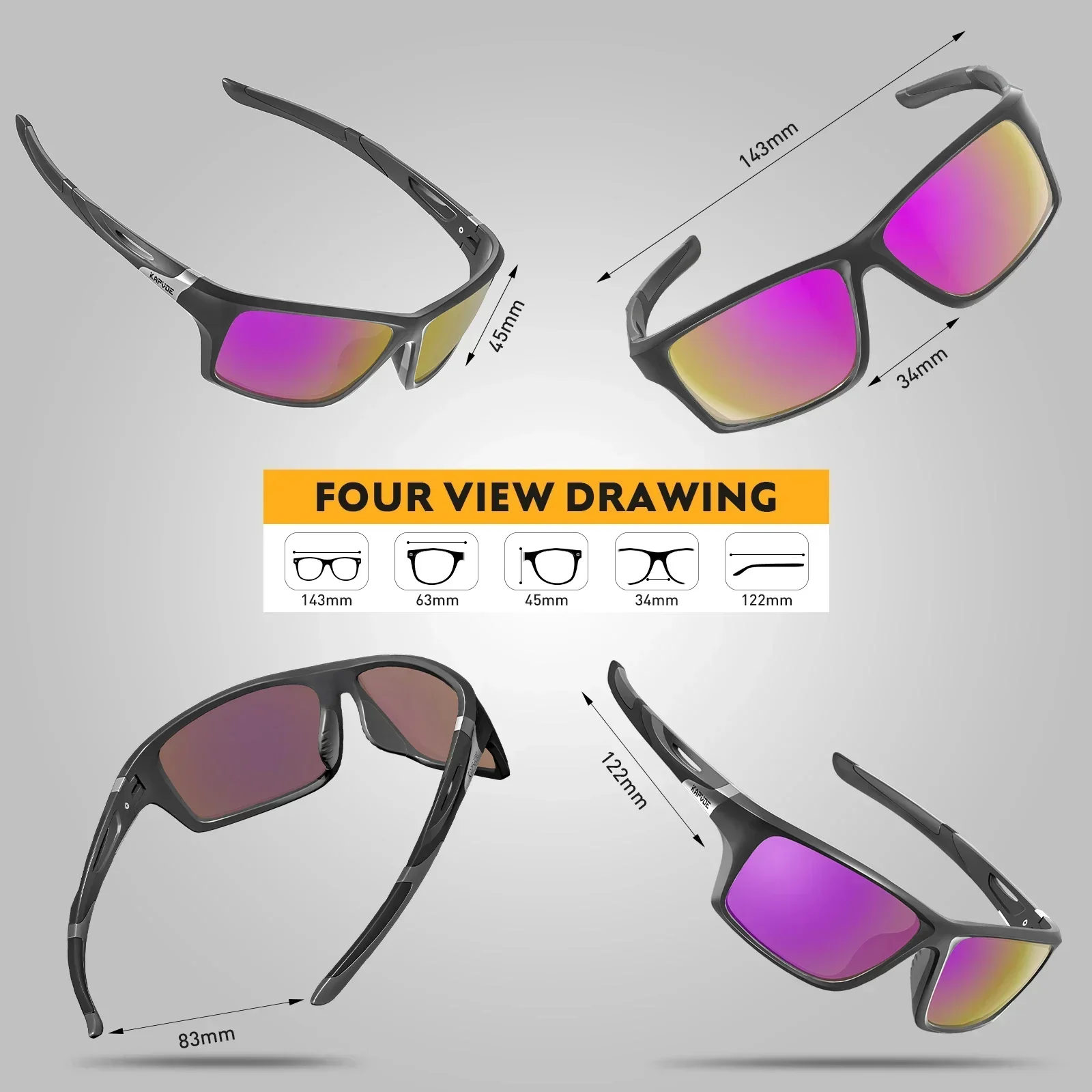 Kapvoe Hiking Eyewear Polarized Sunglasses Cycling Man Women UV400 Cycling Glasses Sports Goggles Bike  MTB Bicycle Glasses