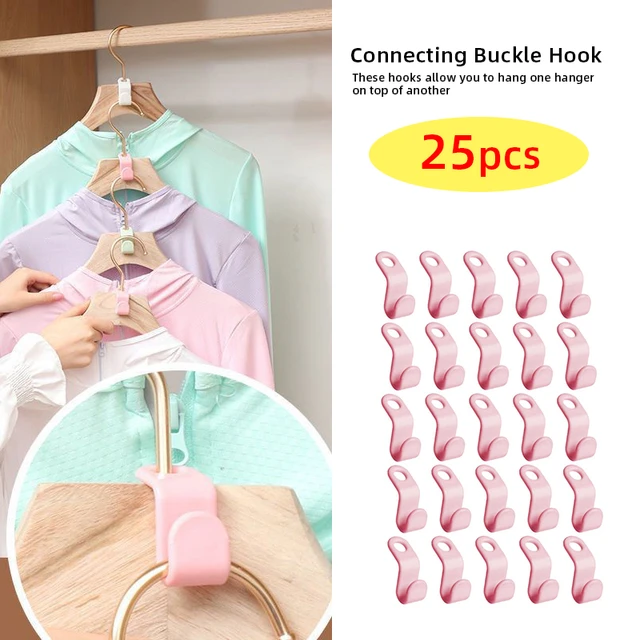 25pcs Mini Clothes Hanger for Closet Connector Hook Cascading Plastic  Wardrobe Coat Organizer Stackable Rack Holder