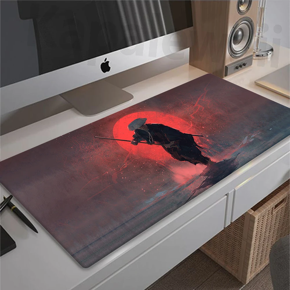 

Gamer Mousepad Large Japanese Style Samurai Mouse Pad Locking Edge Mouse Mat Gaming Speed Accessories Keyboard Pads 900x400mm