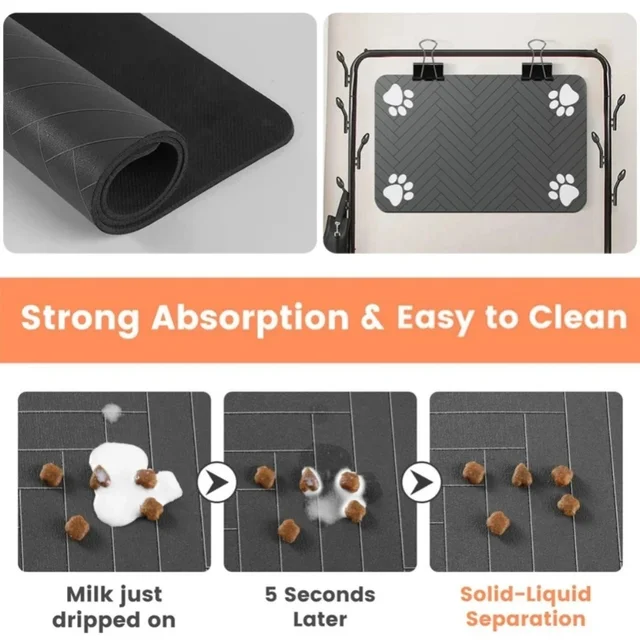 Pet Placemat Dog Cat Food MatStrong Absorption Quick Dry Non-Slip Paw Print Pet Water Bowl Mats Durable Dog Cat Feeding Supplies 4