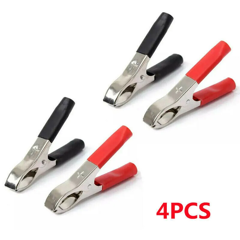 4Pcs Alligator Clips 30A 75MM Crocodile Alligator Clips Car Van Battery Test Lead Insulated Test Set For Battery Chargers-Tools