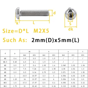 ISO7380 สแตนเลสสตีล Hex สกรู M2 M2.5 M3 M4 M5 M6 M8 M10 M12 หกเหลี่ยม 304 SS ซ็อกเก็ต Allen Bolt ด้ายเครื่องสกรูโลหะ 2