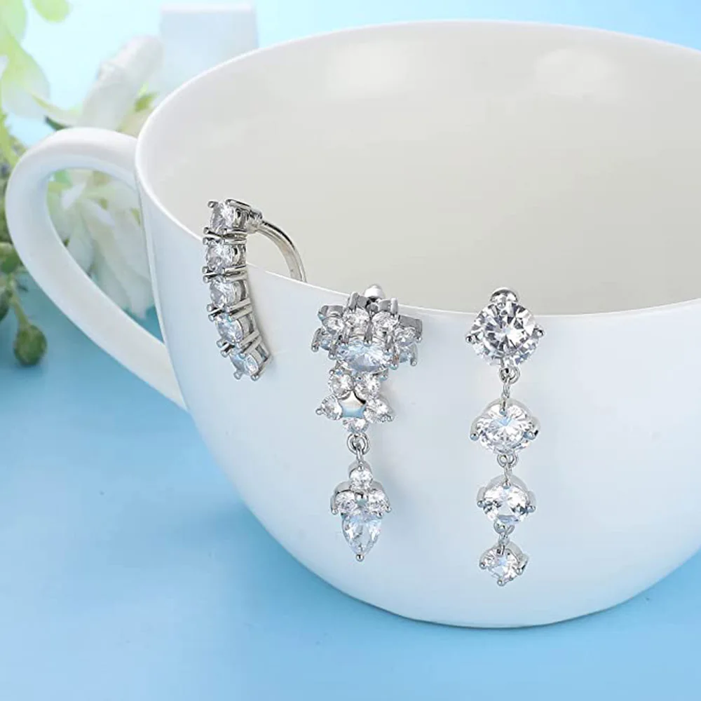 Piercing Jewelry Belly Button Earrings Belly Button Piercings Body Piercing Jewelry Body Jewelry 10 Styles Sexy Dangling Navel Belly Button Ring Oreja 14G Double Round Cubic Zirconia 316L Surgical Steel Belly Piercing Jewelry