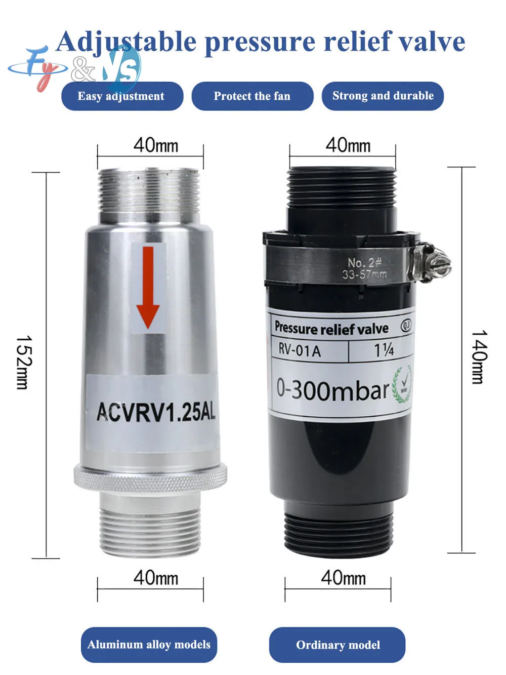 G1 1/4 Inch 0-600 Mbar Aluminum Alloy Safety Pressure Relief Valve for ...