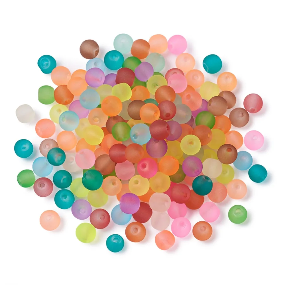 Perles en verre givré transparent, éléments pour la fabrication de bijoux en 4, 6, 8 et 10 mm, pour colliers et bracelets multicolores, trou de 1.3 — 1.6mm environ, 31.4 pouces