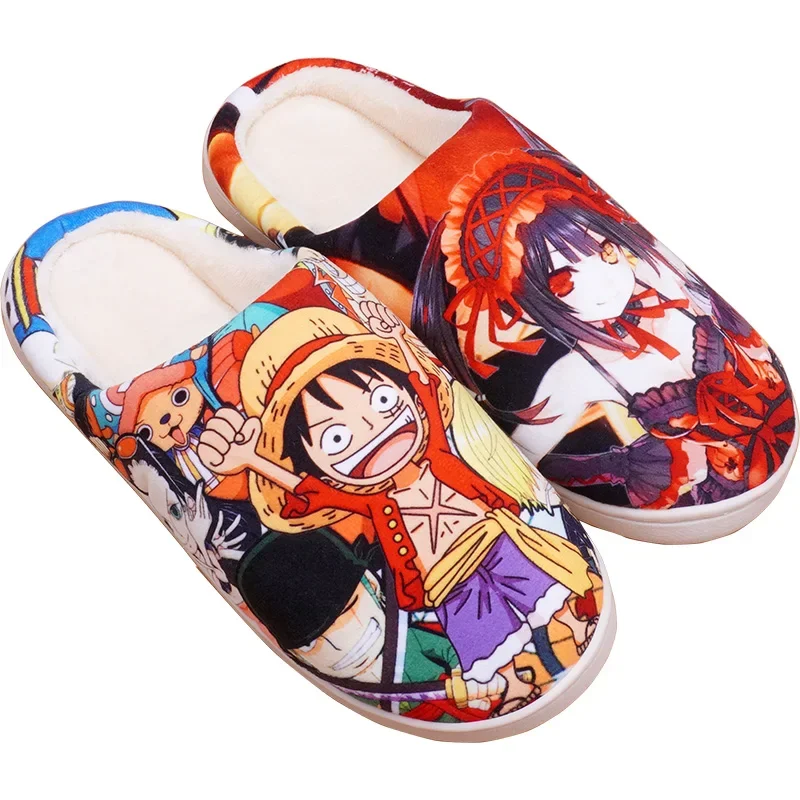 

Japanese Anime Plush Shoes Re Zero Demon Slayer One Piece Ram Rem Womens Warm Shoes Plush Antiskid Home Indoor Slippers