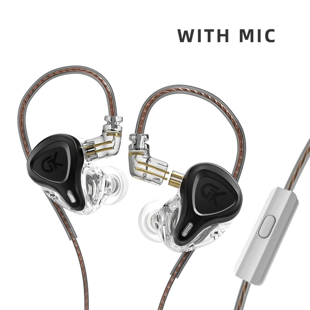 GK G5 Metal Wired Earphone In Ear HiFi Bass Music Earbud Headset With Microphone Noise Cancelling Sport Monitor Headphones G5 Black With MIC