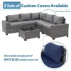 Rattan Patio Sectional Sofa Conversation Set with Coffee Table, PE Wicker L-Shaped Sofa Set for Garden, Garden Sofas 5