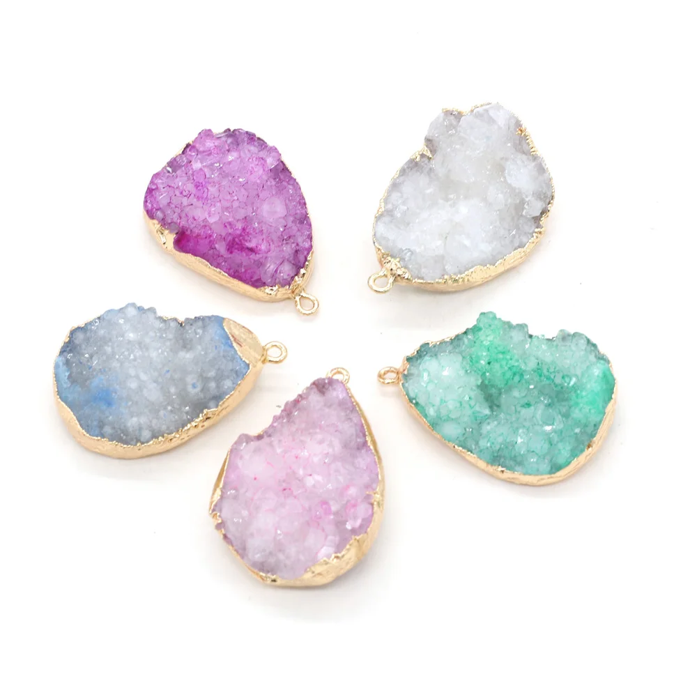 Natural Crystal Stone Pendant Waterdrop Shape Agates Colorful Cluster Charms for Jewelry Making Necklace | Украшения и аксессуары