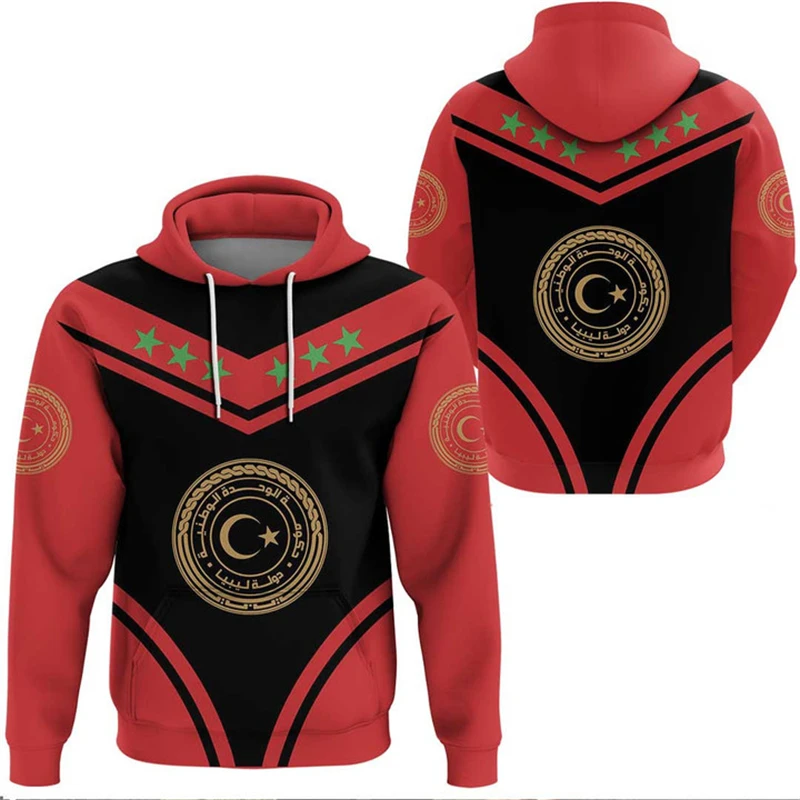 thumbnail image 1 of Sudadera con capucha con estampado de la bandera de Libia, nueva moda de primavera y otoño, sudaderas con capucha con emblema de país africano LY, sudaderas con capucha Y2K, jerséis de manga larga, 1 of 5