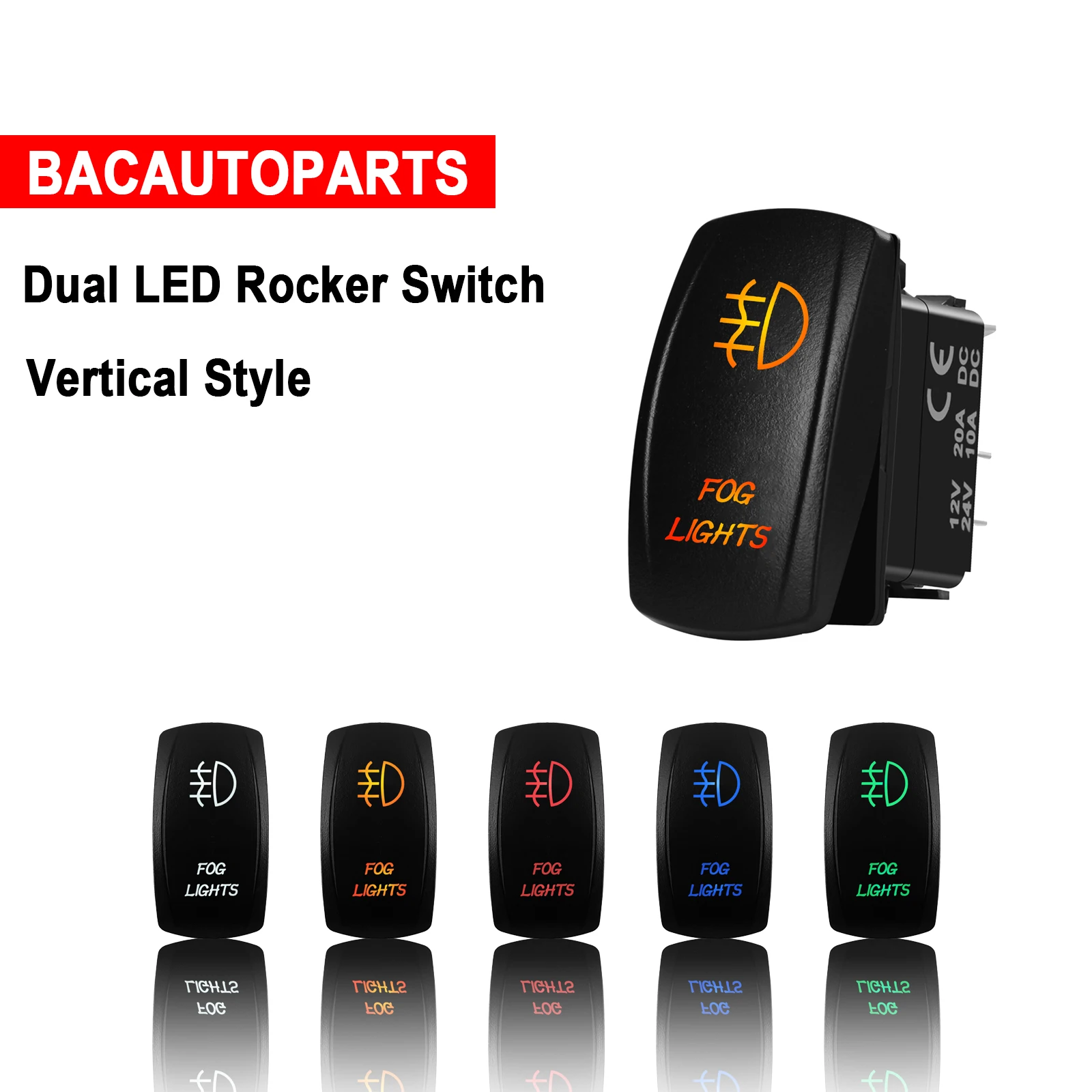 12V Fendinebbia Interruttore A Bilanciere Spst 5Pin On Off Doppia Luce A Led Per Auto Marine Barca Auto Camion Accessori Camper Impermeabile Ip68