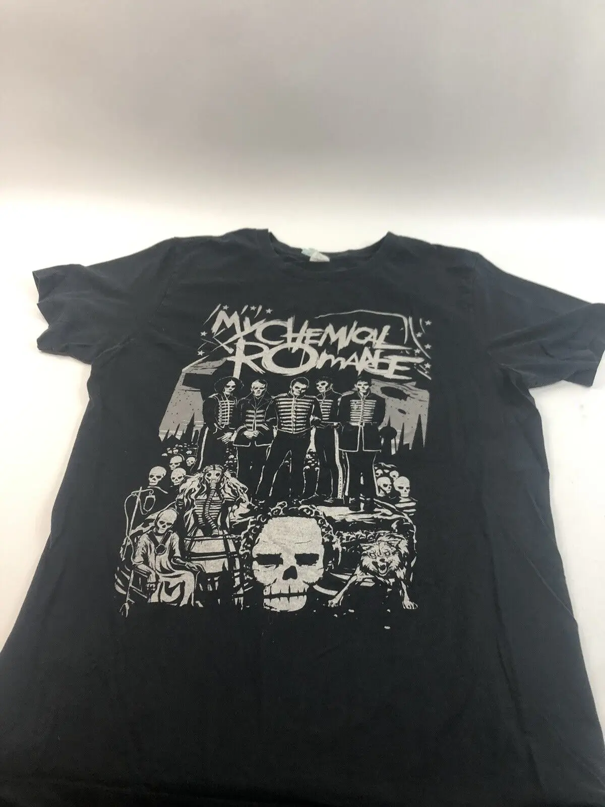 Vintage My Chemical Romance Shirt M Black Skeleton Bay Island Punk Band