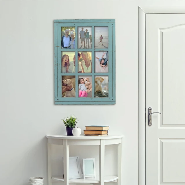 Barnwood Collage Picture Frame. 4 Hole 4x6 Multi Opening Frame