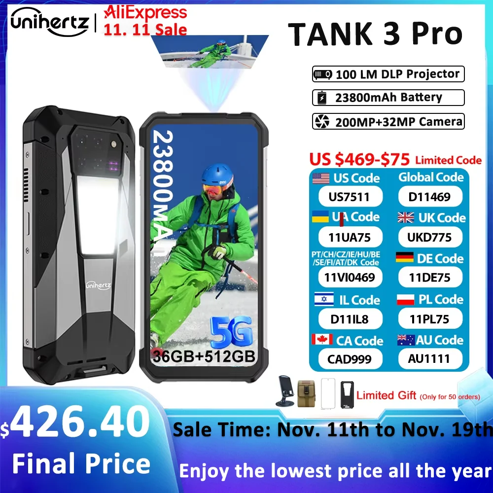 Unihertz Tank 3 Pro 8849 頑丈なスマートフォン android 5G 100