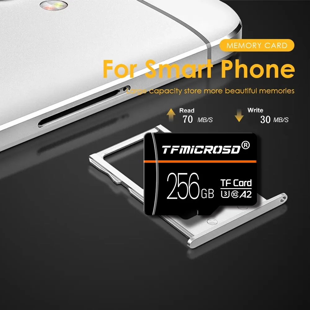 Mikro tf SD rty 256GB 128GB 64GB 32GB Magas légnyomású levegő sebesség memória rty Messzemenő Menő számára smartphone camer videó Megfigyelő vel Adapter