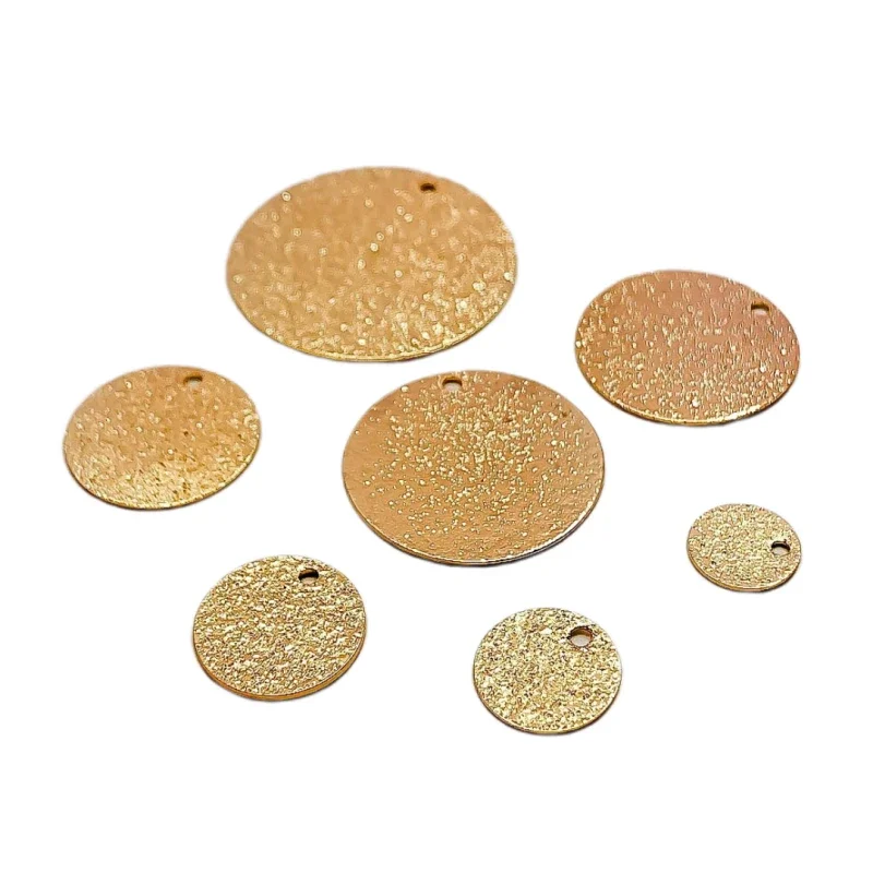 White K Gold Color Round Metal Slice Pendant Charms Necklace Earrings Accessories Supplies for Jewelry Making Diy Material 10pcs - 4