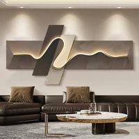 Chambre principale salon géométrique bureau décor peinture avec lumières luxe canapé TV fond mur suspendu photo chambre lits 3