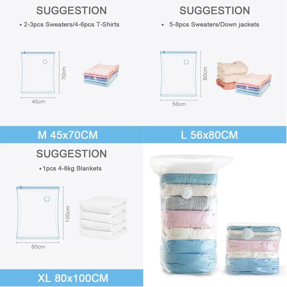 1PC No Pump Needed Vacuum Sealer Packing Bag Large Capacity Compressed Bags Vacuum Storage Bags Space Saver Bag Clothes Storage 6