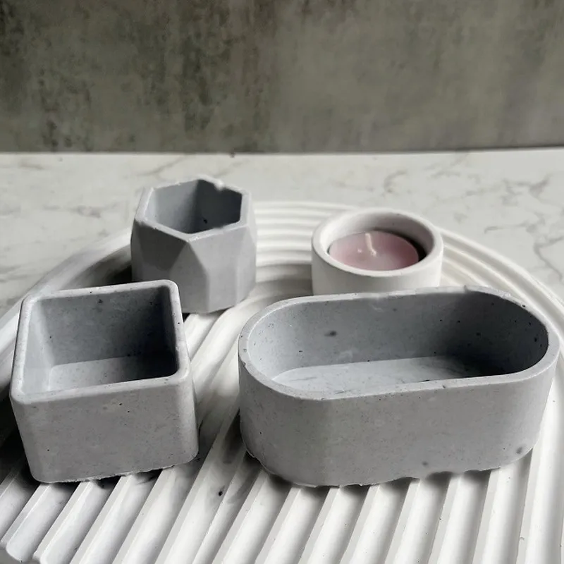

DIY Round Square Oval Shape Storage Box Slicone Mold Simple Geometric Candle Jar Mini Flower Pot Concrete Wax Mould Home Decor