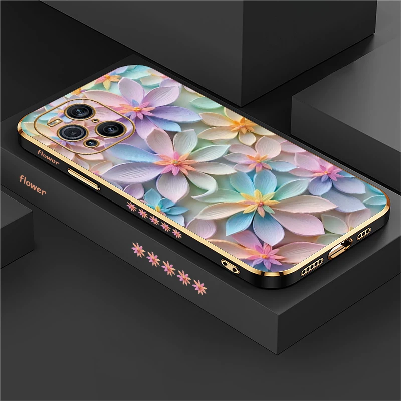 Colorful Flower Pattern Plating Shockproof Soft Silicone Case