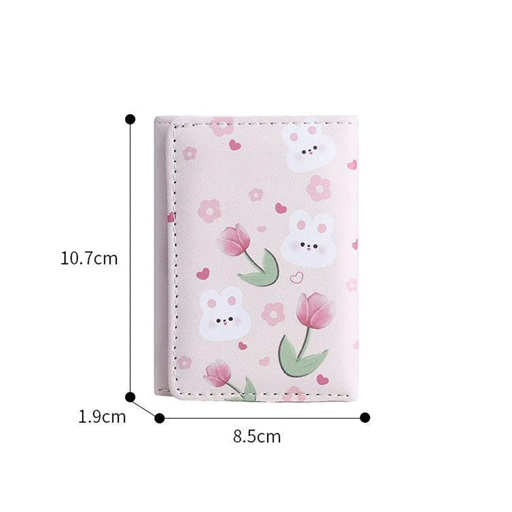 Fashion Cute Bunny Tulip Wallets Rabbit Flower Print Purses Women Pu Leather Short Coin Purse Sweet Card Clip Bag Short Card Bag 6