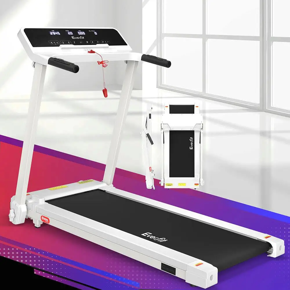 Foldable Everfit Electric Treadmill for Home Gym Fitness-420mm White Exercise Machine