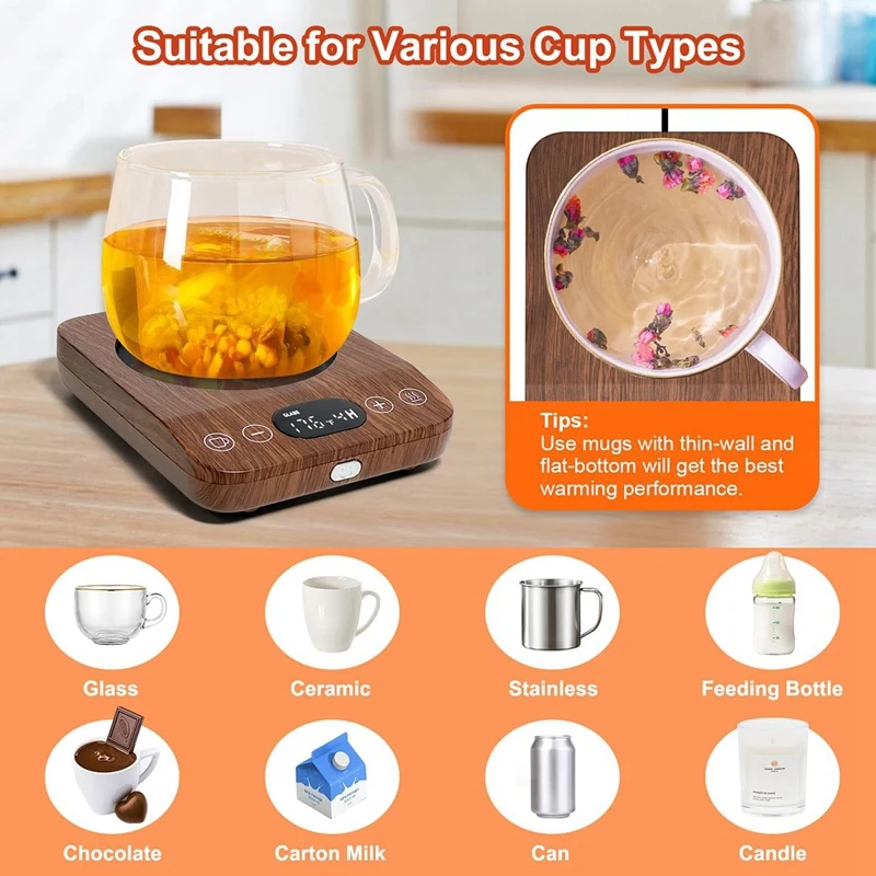 Coffee Mug Warmer Auto On/Off Upgrade-Induction Mug Warmer Desk 9 Temperature Settings 1-9 Timer US Plug Easy Use