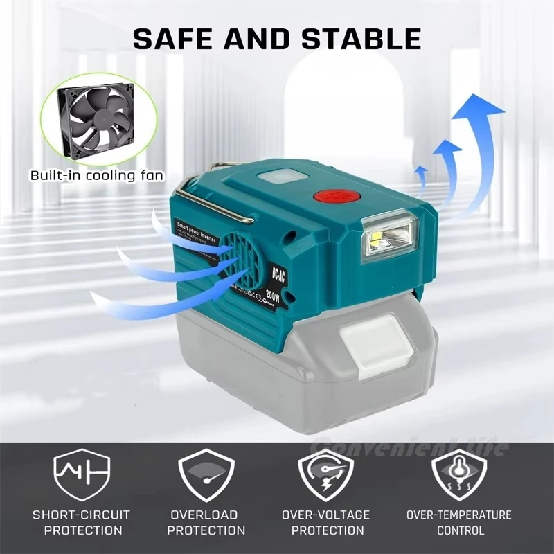 Power Inverter for Makita 18V Battery 200W DC 18V to AC 110-230V Portable Power