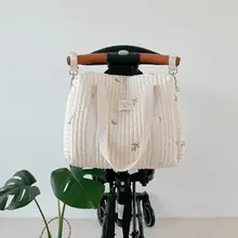 Bolsa de pañales de estilo coreano para el cuidado del bebé recién nacido, bolso de hombro para mamá, organizador de almacenamiento de pañales acolchado bordado, bolsos grandes