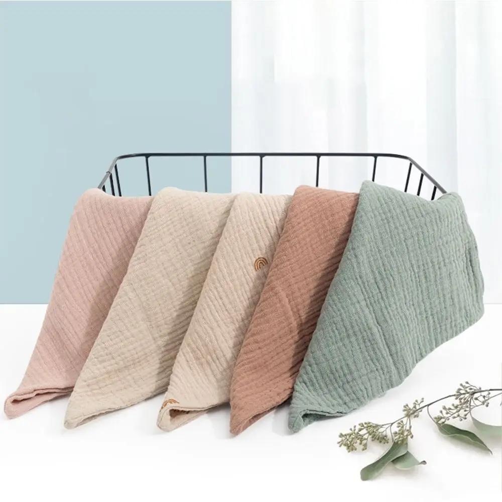 Portable Cotton Baby Muslin Washcloths Easy to Clean Soft Saliva Towel Random Color Baby Facial Towel Infant