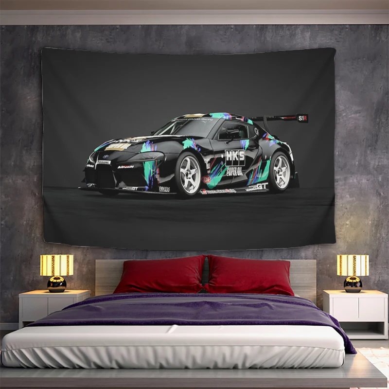 

HKS R32 GT-R Wall Tapestry Aesthetic Home Decoration Accessories Tapestries Anime Headboards Room Decor Kawaii Bedroom Hanging