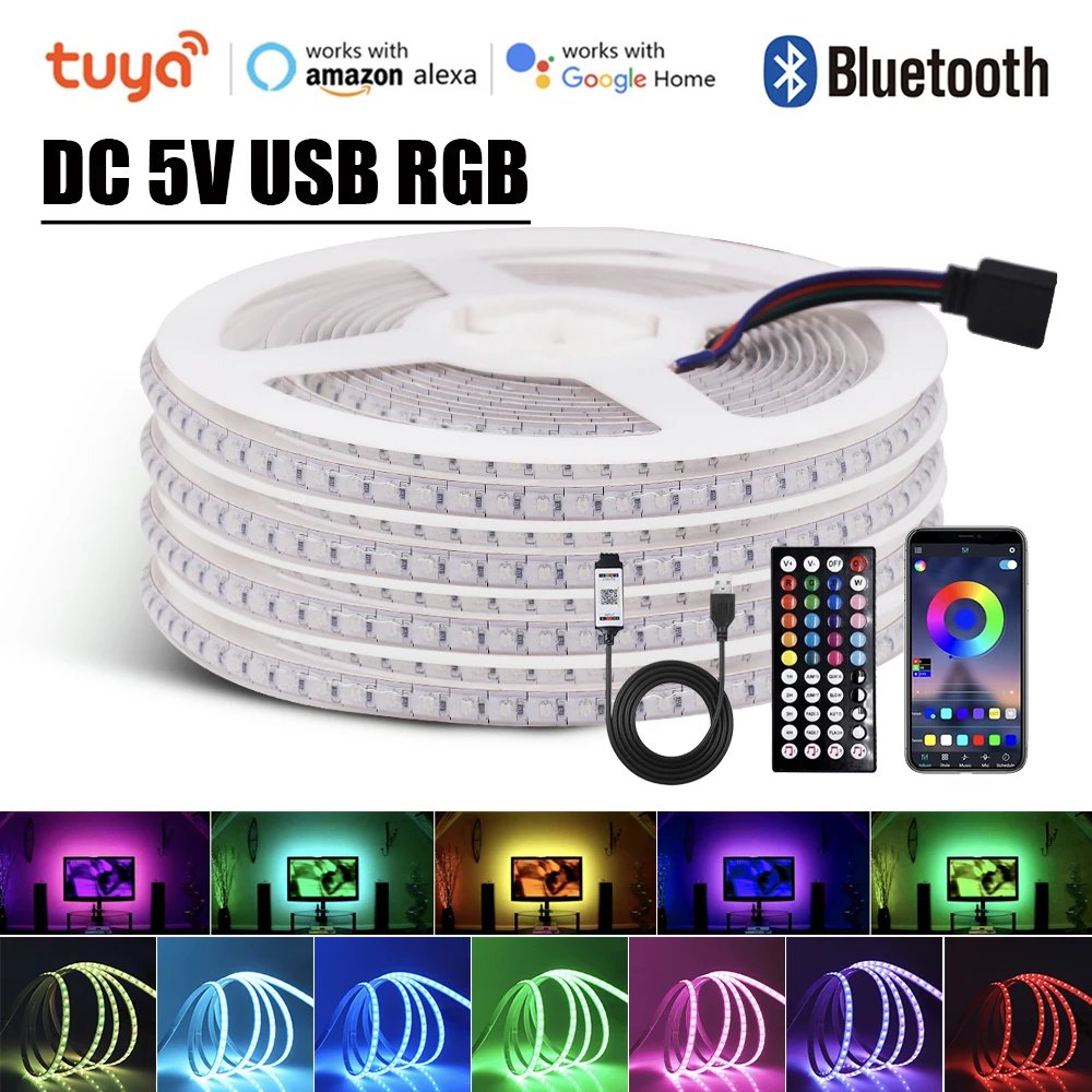 

Светодиодная лента RGB с поддержкой Wi-Fi и Bluetooth, 5 в постоянного тока, 180 светодиодов/м