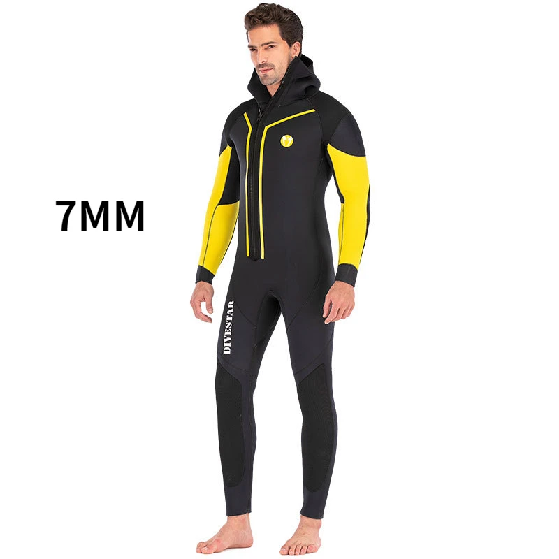 

Men 7MM Full Body Neoprene Spearfishing Surfing Diving Suit Hooded One Piece Scuba Keep Warm Snorkeling Swim Hunting WetSuit