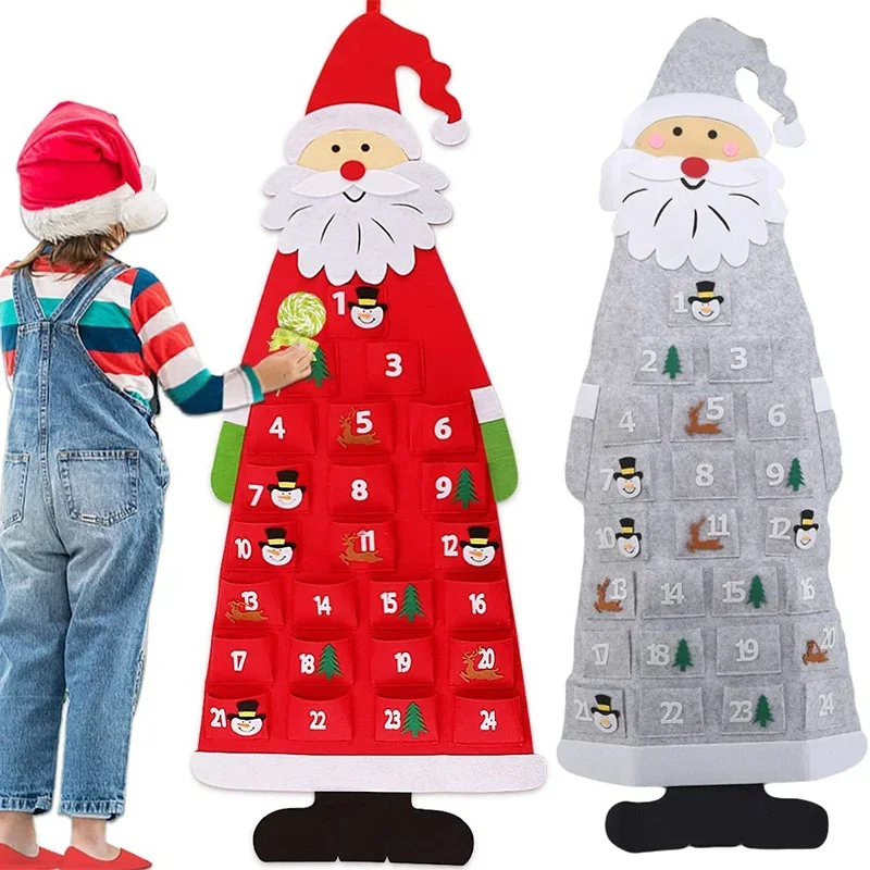 1PCS Felt Advent Calendar Fabric Christmas Pendant Santa Claus Decorations DIY Advent Calendar Christmas Decorations for Home