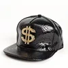 Cool Hippie Flat Brim Baseball Cap, Rhinestone Golden Dollar Sign Punk Trucker Hat, Snapback Hat for Casual Leisure Outdoor Spor 3