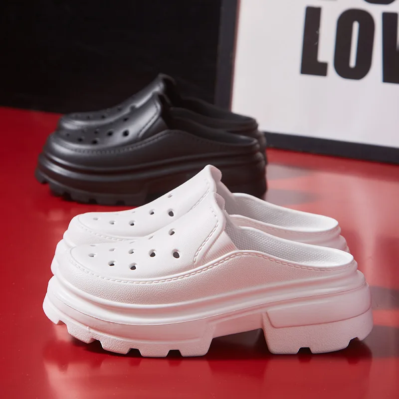 

Shoes for Women 2022 Summer New Thick Bottom Hole Shoes High-heeled Sandals Korean Soft Bottom Beach Shoes Garden Shoes