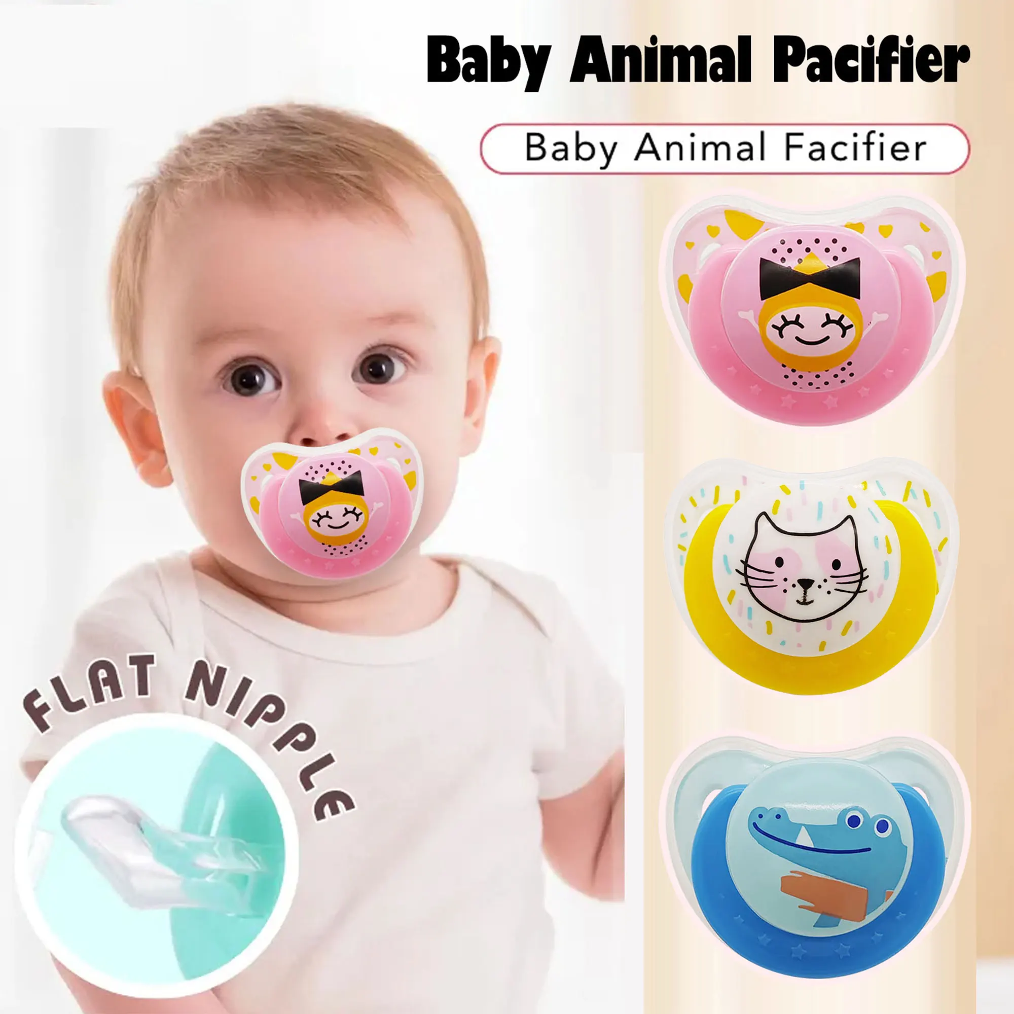0-36 months cartoon animal pattern baby sleeping pacifier baby silicone pacifier BPA-free food-grade silicone