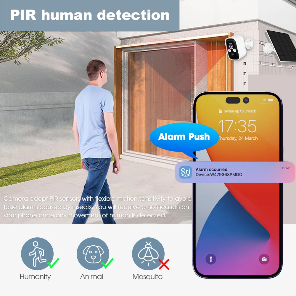 SriHome ߿  ī޶, 4MP ¾籤 AI ΰ   IP ī޶, ߰ ð PTZ    ī޶