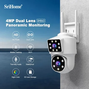 Srihome SH063 8MP Dual Lens Dual Screen IP Camera Wifi PTZ Camera Outdoor 4MP AI Auto Tracking CCTV HD Audio Video Surveillance 1