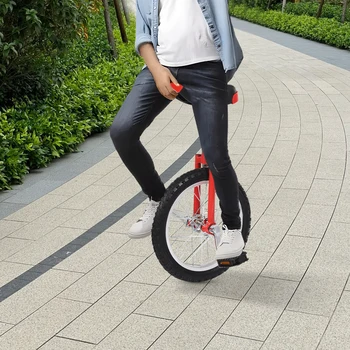 16"/24" Wheel Unicycle, Wheel Unicycle with Steel Rim Skid-Proof Tire Adjustable Seat Sports Exercise Bicycle for Daily Fitness