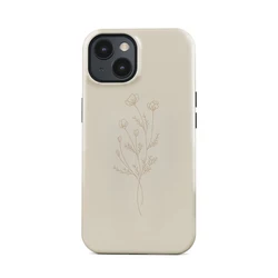 Magnetic Floral Line Drawing Shockproof Phone Case - Hard Acrylic Cover - iPhone 12 Mini (Magnetic)
