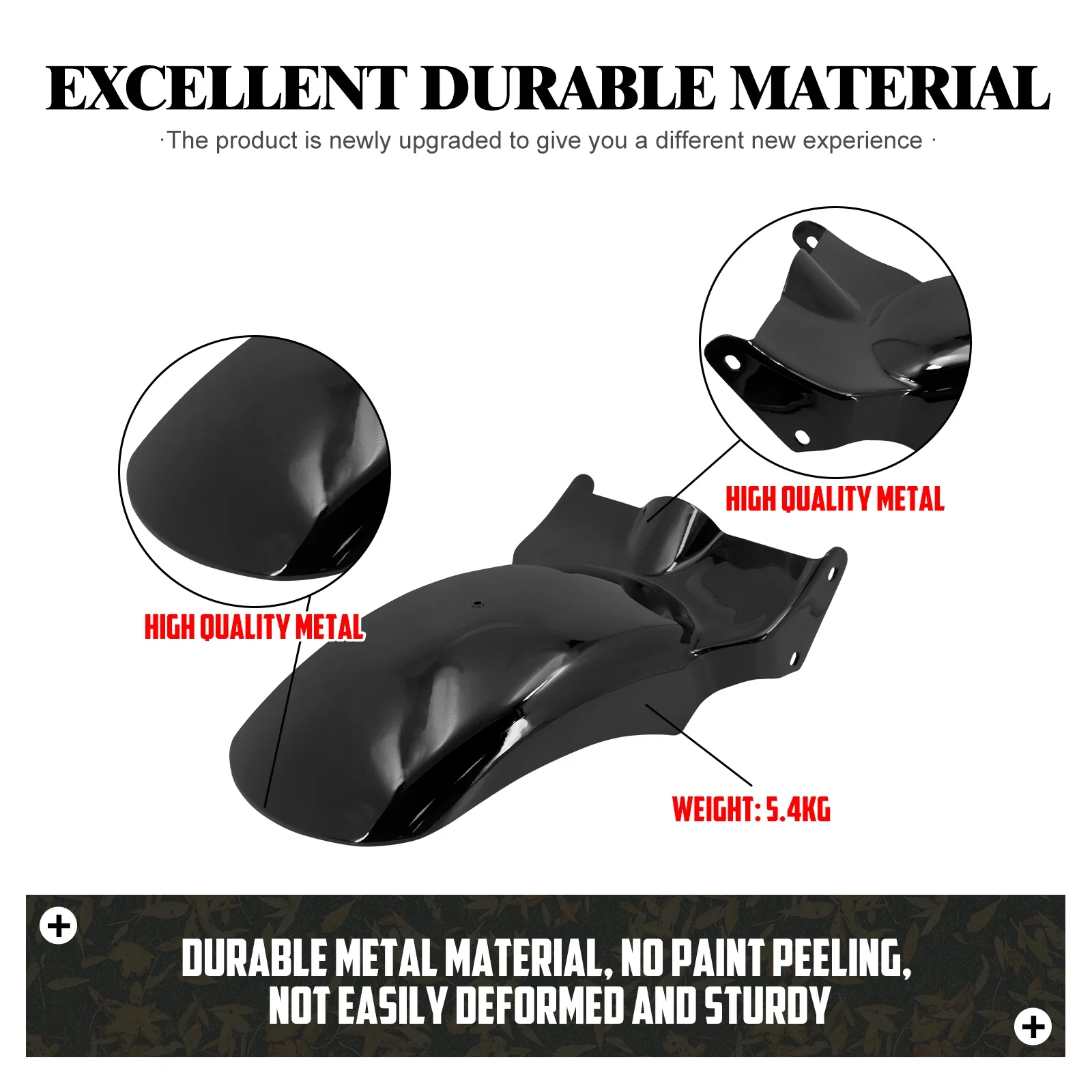 Hoprousa Front Fender For Harley Davidson Fat Boy 2018+ - 18 Inch Wheel, Gloss Black, Middle Length, Alloy Steel Replacement