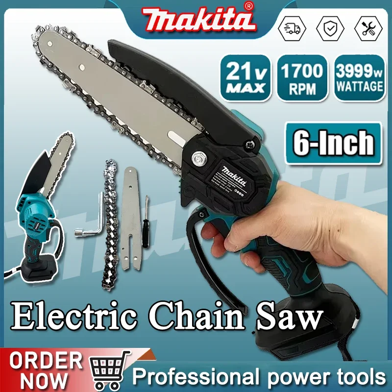 Makita 6 pouces scie à chaîne scie électrique Portable bois tronçonneuse jardin taille bois outil électrique pour 18V batterie