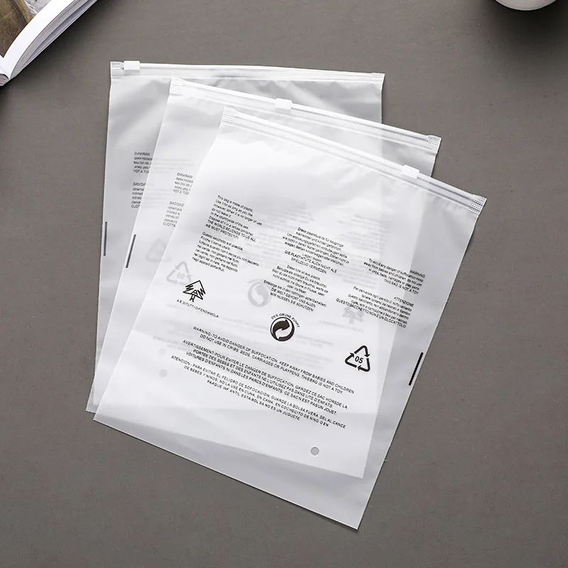 StoBag 50pcs Frosted Clothes Packaging Zipper Bags Transparent Plastic Warning Words Sealed Storage Reusable Ziplock Wholesale 5