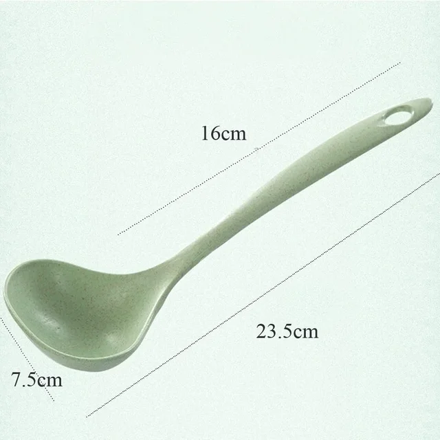 Stoviglie Mestolo per zuppa di paglia di grano 4 colori Manico lungo Zuppa Cucchiaio di riso Pasto Piatti Palette Forniture da cucina Strumento di cottura 5