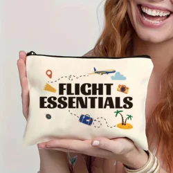 Travel - Themed Airplane Print Toiletry and Makeup Bag - Fashionable Minimalist Travel Pouch (1)