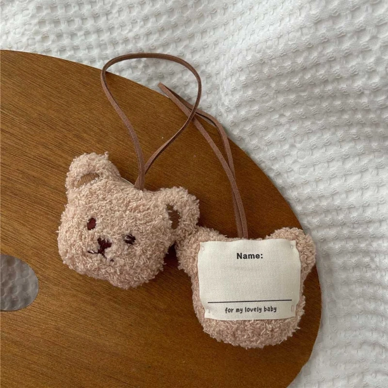 귀여운 곰 인형 가방 펜던트 미니 작은 곰 장식품, 어린이 이름 목록 가방 키 체인 DIY 브라운/우유 차 x 2