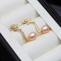 Genuine Freshwater Pearl Earring for Women,18k Gold Plated Pearl Drop Earrings Jewelry Wife Mother in Law Birthday Gift White - Image 3