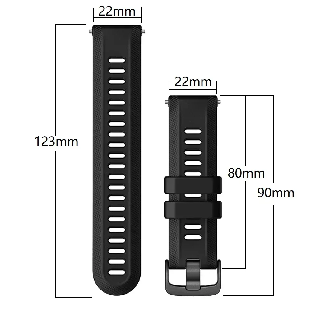 Sports Silicone Strap - Premium 22mm Replacement Wristband Bracelet