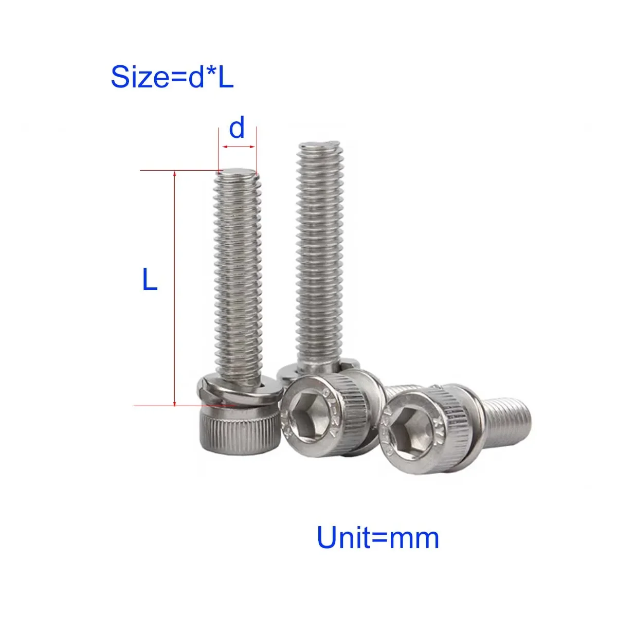 304 Stainless Steel Cup Head Hexagonal Spring Washer, Two Combination Screws/Cylindrical Head Bolts